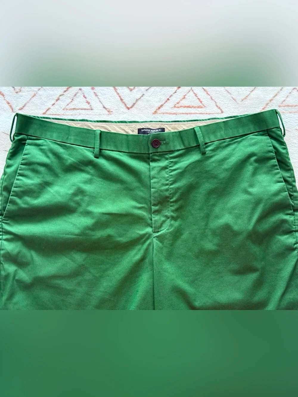 Banana Republic Green Flat-Front Chino Shorts